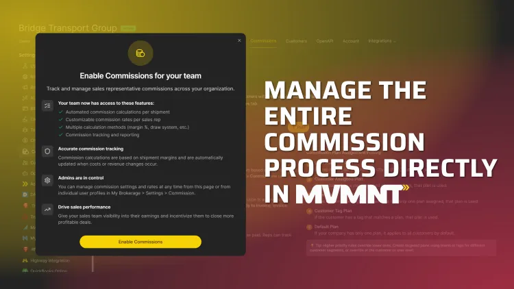 Manage the entire commission process directly in MVMNT