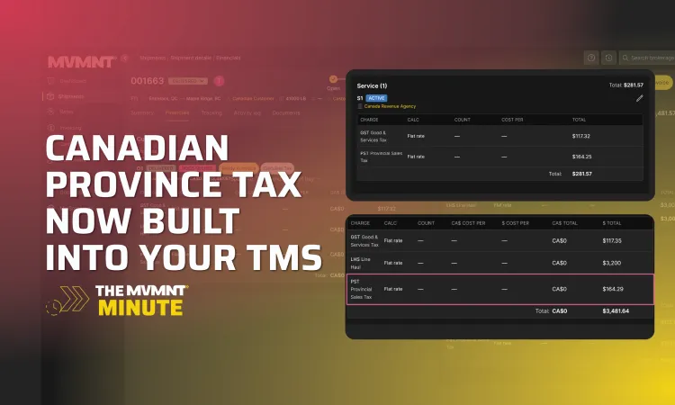Canadian Province Tax Now Built Into Your TMS
